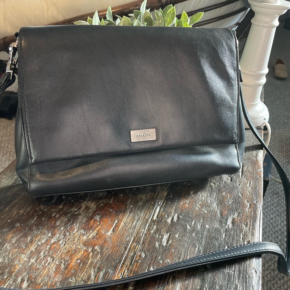 Coletta Classic Black Messenger Bag Purse